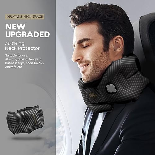 Miniatura 5 de Almohada inflable para el cuello para viajes  Almohada inflable ajustable para avión, coche, tren, oficina y hogar  Compacta, ligera y ergonómica