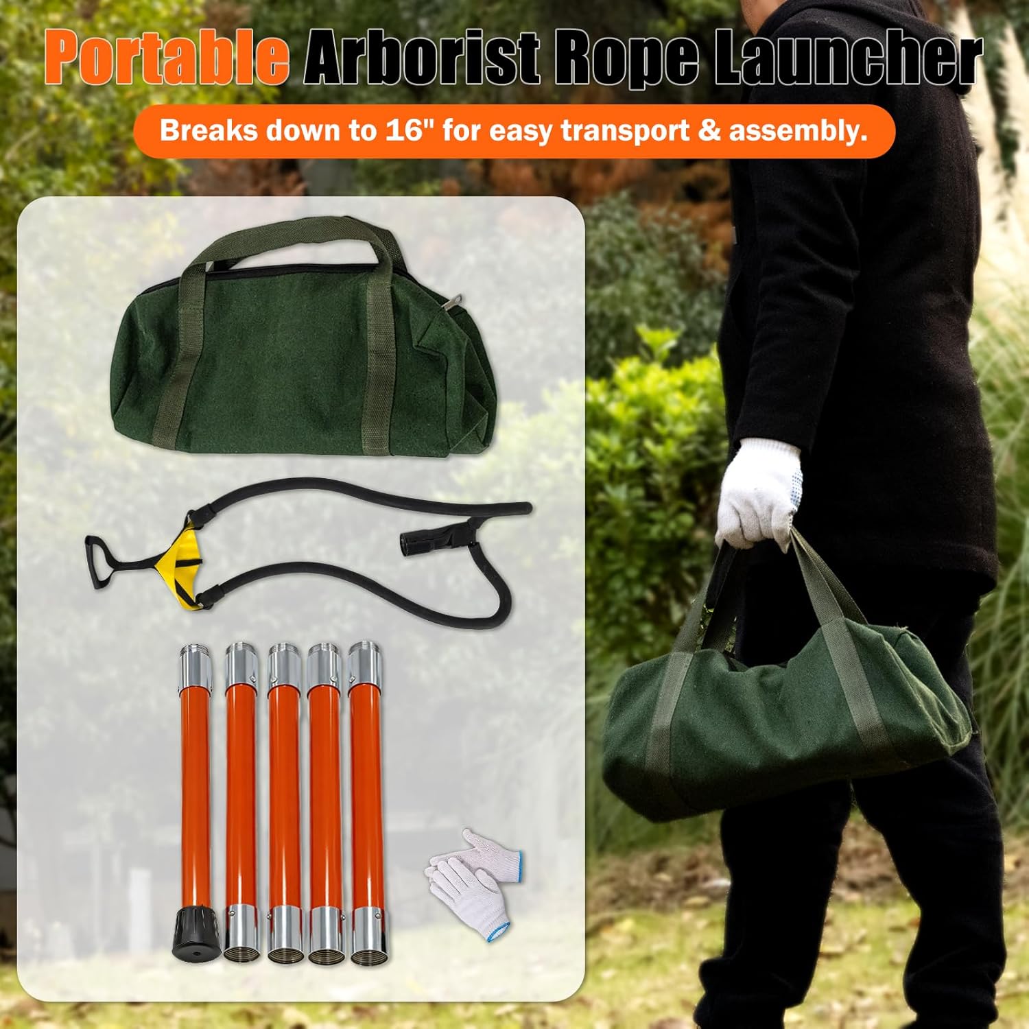 Arborist Slingshot Throw Line Rope Launcher, Portable Arborist Rope Launcher for Tree Work & Rope Placement