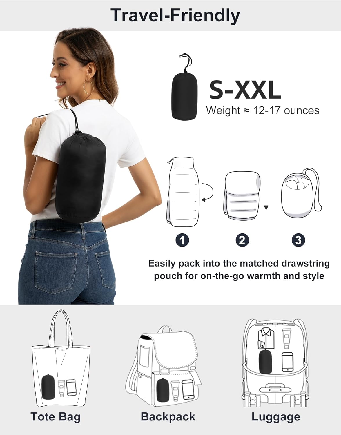 ROYAL MATRIX Packable Puffer Jacket for Women Hooded Lightweight Quilted Travel Long Puffer Coat with Pockets - Image 6