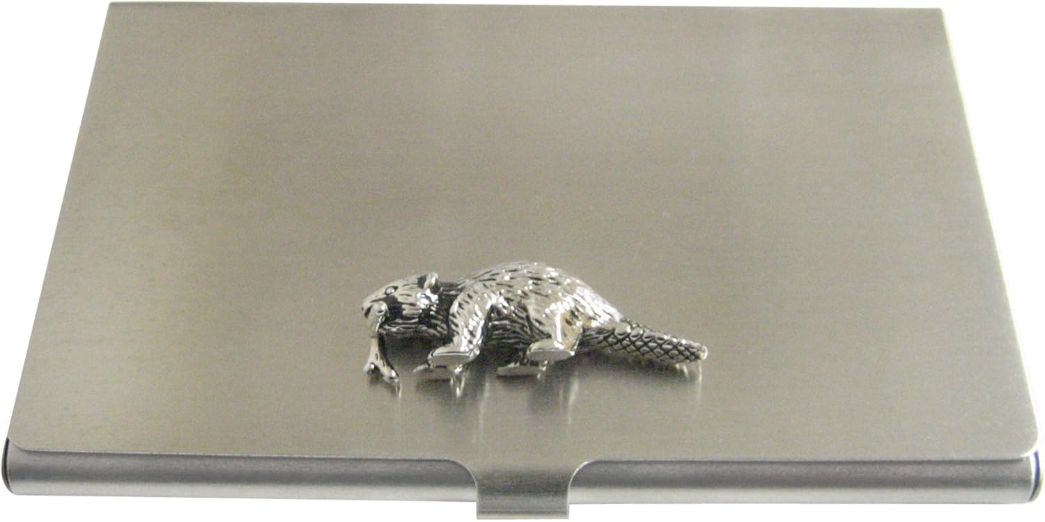 Kiola Designs Silver Toned Beaver Business Card Holder