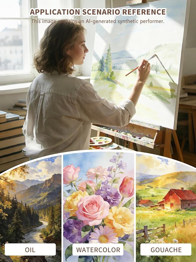 Set de 26 pinceles para pintura acrílica y acuarela | Pinceles profesionales con puntas variadas y cuchillo de paleta, suministros artísticos para óleo, gouache y pintura facial miniatura 7