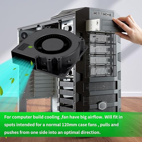 Miniatura 4 de Ventilador centrífugo de ventilador centrífugo de computadora de doble bola de 4 pines de 4.724 in x 1.260 in, 12 V, PWM, gran flujo de aire para