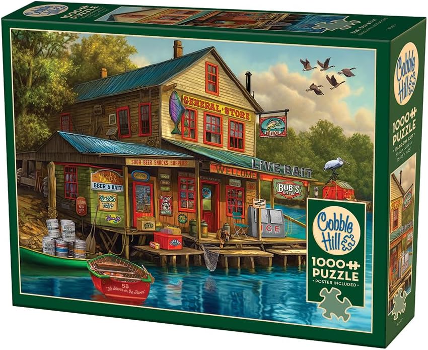 Cobble Hill 1000 Piece Puzzle - Bob's Beer & Bait- Sample Poster Included