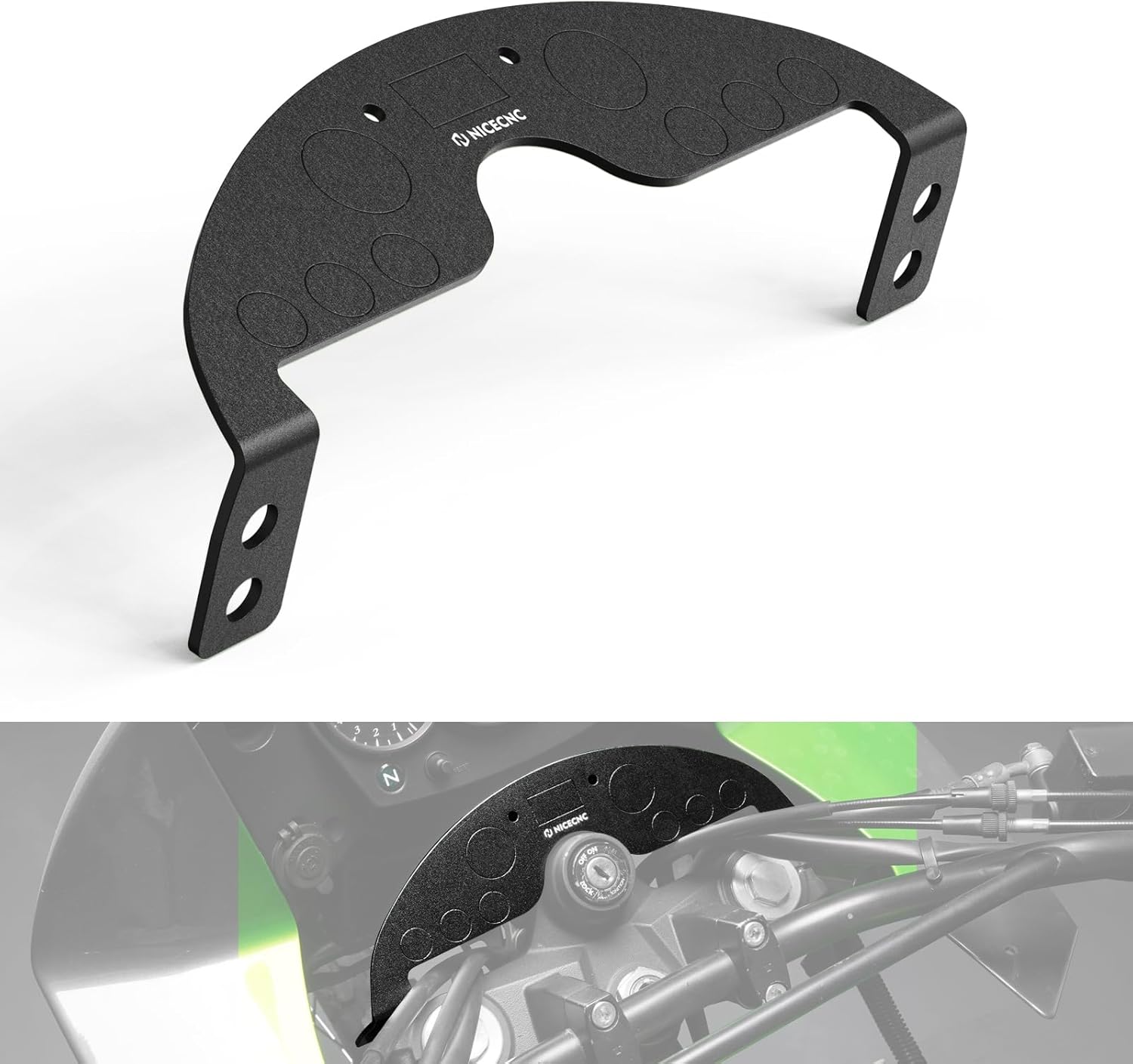 NICECNC Aluminum Motorcycle Display Dash Panel Dashboard Instrument Panel Compatible with Kawasaki KLR 650 2008-2018, CNC, Anodization, Black