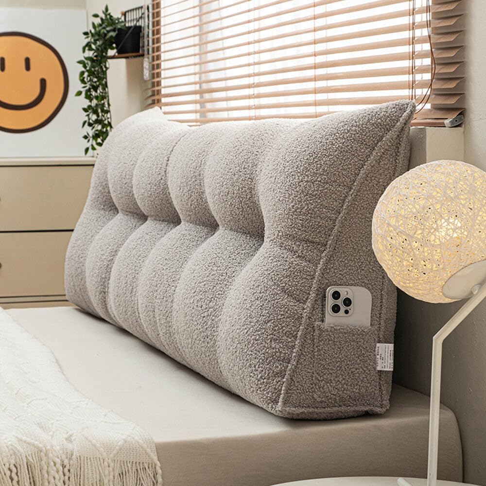 MIDUOLAI Triangular Headboard Wedge Pillow Back Support Pillow for Sitting up in Bed Backrest Headboard Cushion Daybed Pillow with Removable Cover,C,180X50X20CM