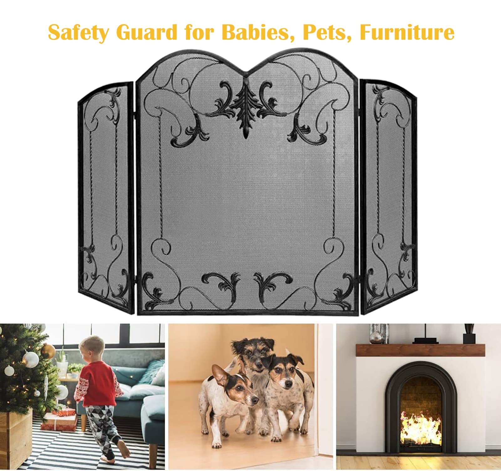 Vonk Protection Heavy Duty 3 Panel Fire Screen Spark Guard