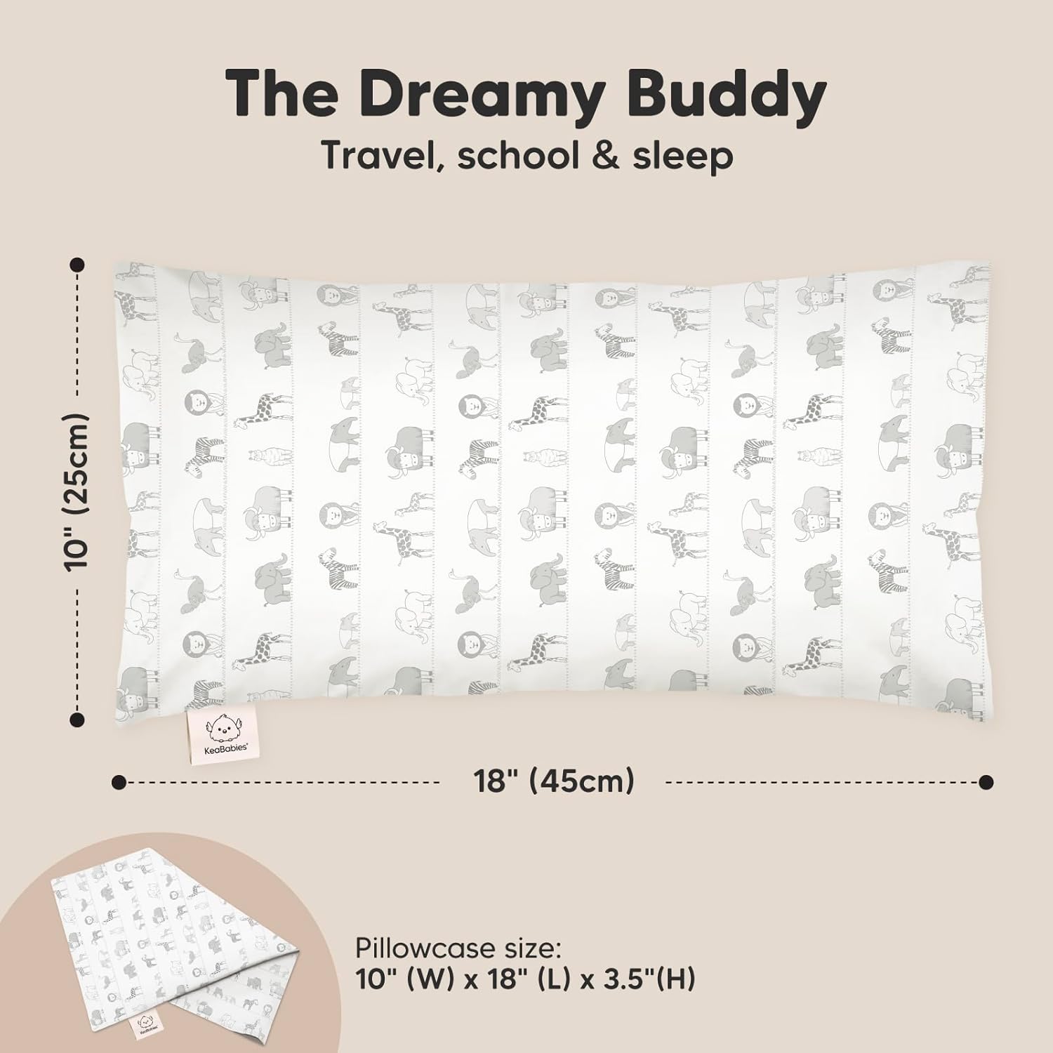 KeaBabies Toddler Pillow with Pillowcase - 10x18 My Little Dreamy Pillow, Toddler Pillows for Sleeping, Kids Pillow, Small Pillows, Toddler Travel Pillows for Sleeping, Toddler Bed Pillows