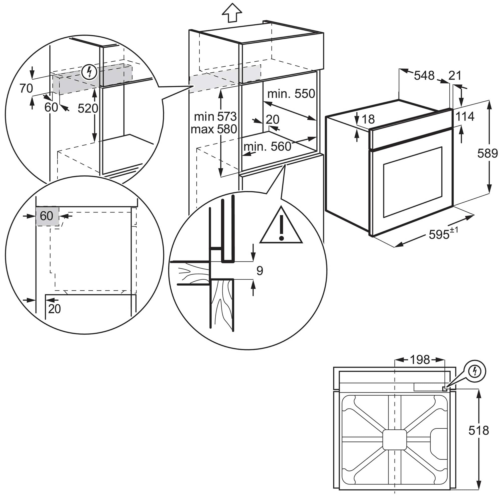Electrolux Serie 600 Forno Elettrico da Incasso a Vapore Multifunzione, Capacità 72 L, EOD5H40X, Classe A, Ventilato Cottura e Pulizia a Vapore Potenza, 589x596x569 mm, Acciaio Inox