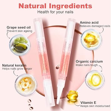 Cuticle Oil Pen,3PCS Nutrition Oil Pen with Nail File,Cuticle Oil for Nails with Natural Ingredients,Nail Oil Cuticle for Repairing Cracked and Dry Nail(Orange & Strawberry & Aloe Flavor)