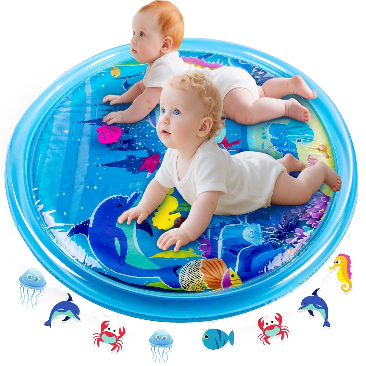 11 Ismael Tummy Time Water Mat for Babies, Extra Large Baby Sensory Development Inflatable Playmat, Gift, 40''*40'' (1Pcs)