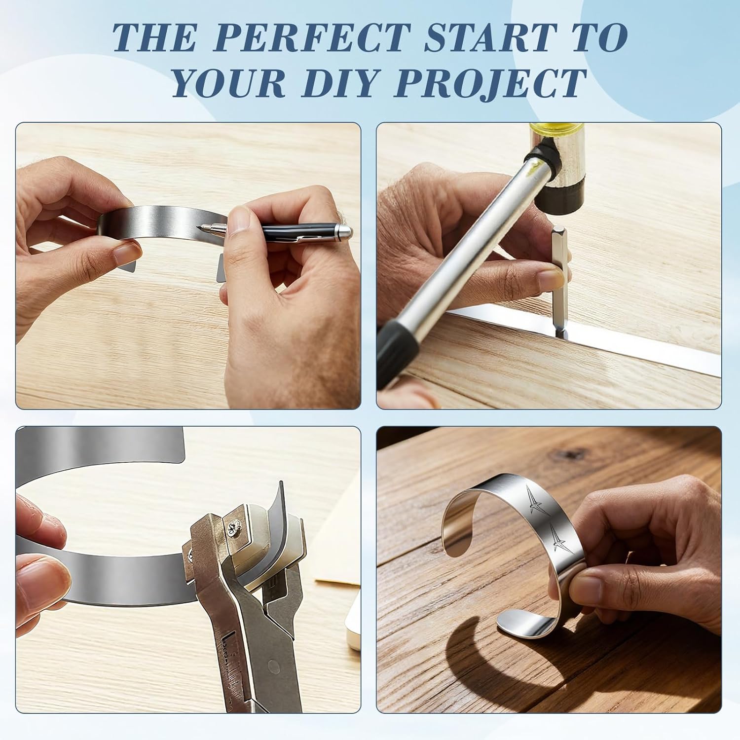 Milisten 8pcs Bracelet Blanks Stainless Steel Bracelet Cuffs Hammered & Engraved Handmade Bangle for DIY Jewelry Making Men Women Customizing - Image 9