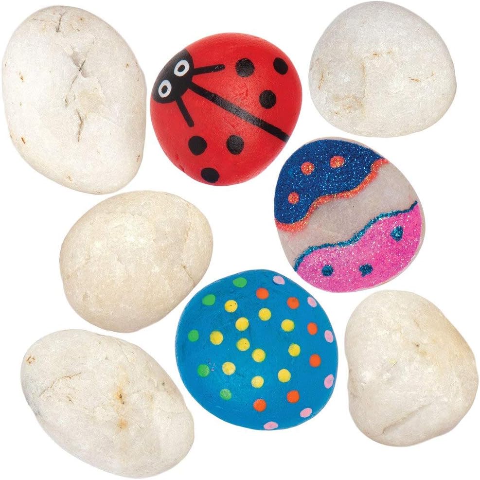Baker Ross AT759 White Painting Stones - Pack of 20, Pebbles for Painting for Crafts