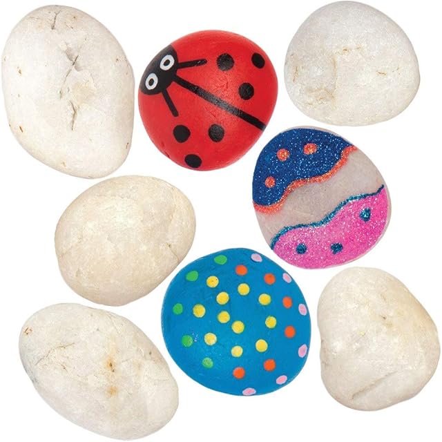 Baker Ross AT759 White Painting Stones - Pack of 20, Pebbles for Painting , Great Painting Kit for Kids with White Decorative Stones and Pebbles for Crafts