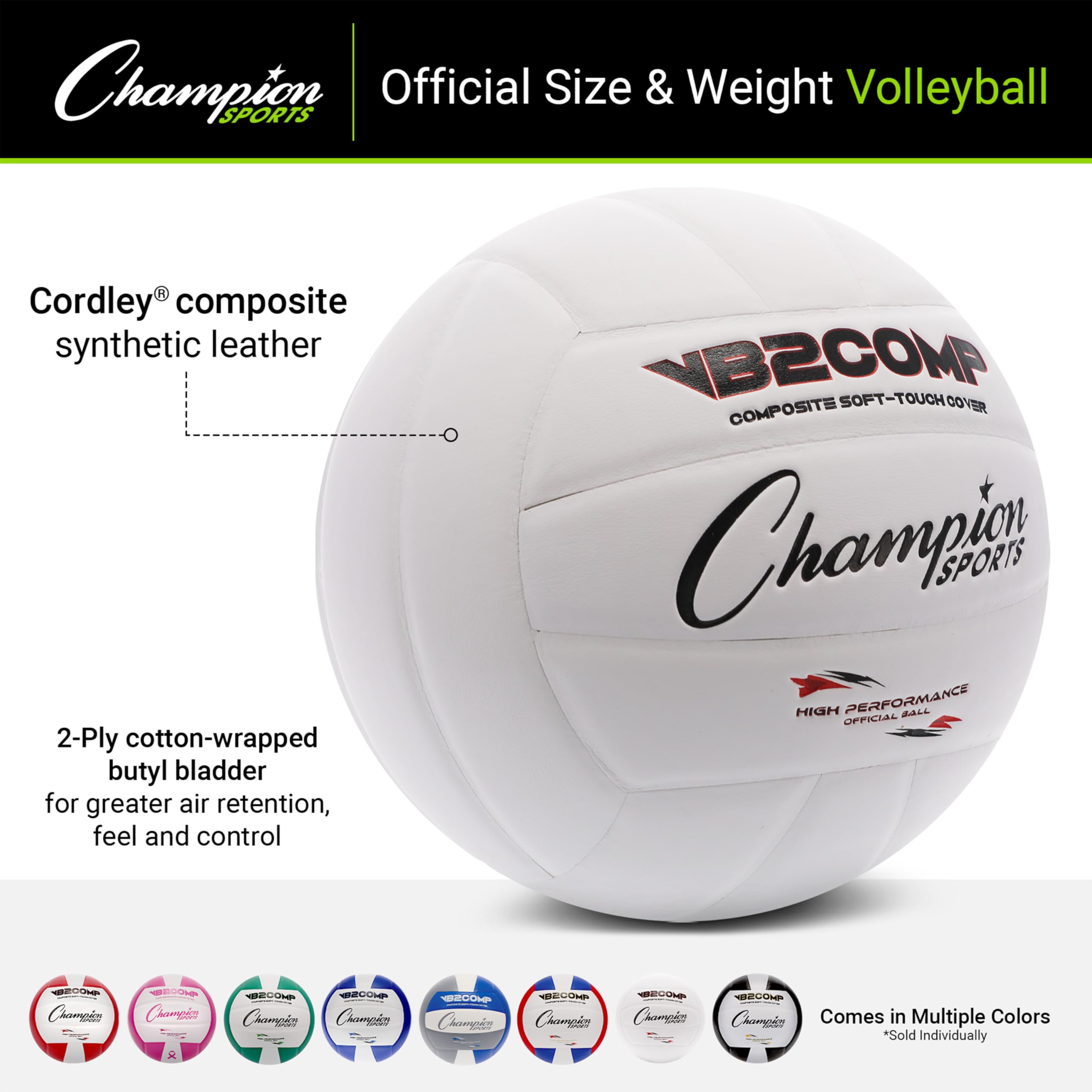 CHAMPION SPORTS VB - Juego de Voleibol de Cuero sintético Compuesto Oficial