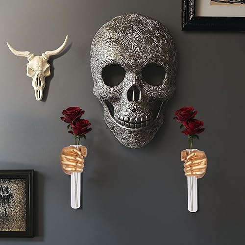 Miniatura 8 de 2 piezas de esculturas de pared, florero de manos para decoración del hogar, escultura artística de montaje en pared, estatua de arte de pared