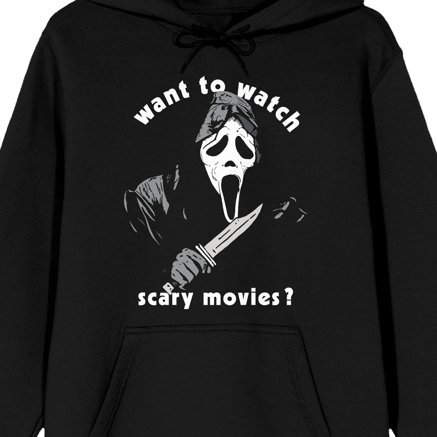 Bioworld Ghostface Want To Watch Scary Movies? Men's Black Graphic Hoodie - Image 3