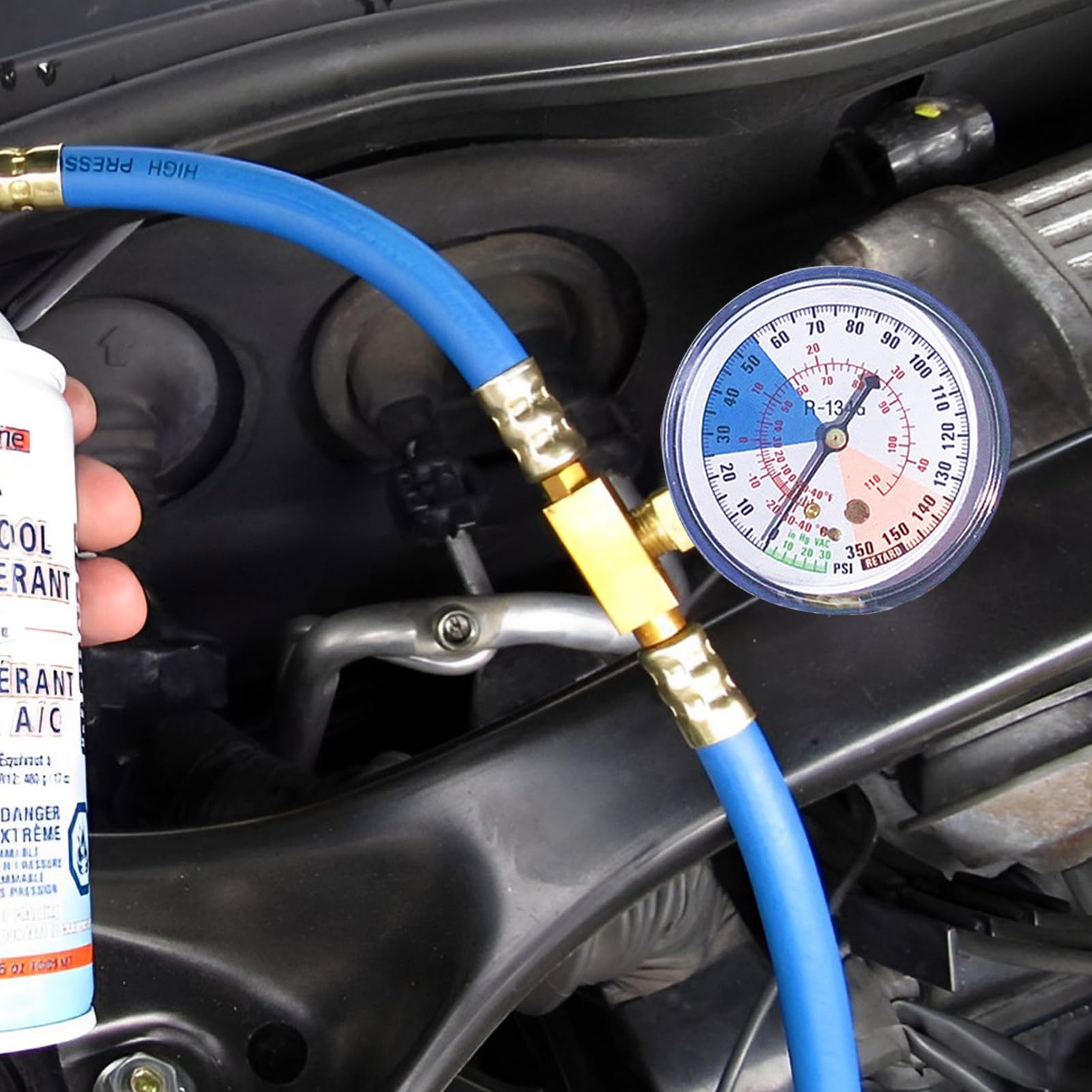 Kit refrigerante auto - strumento di riempimento R134A, manometro collettore di pressione | di ricarica freon per auto, apparecchiature di manutenzione 'aria condizionata per camion SUV B
