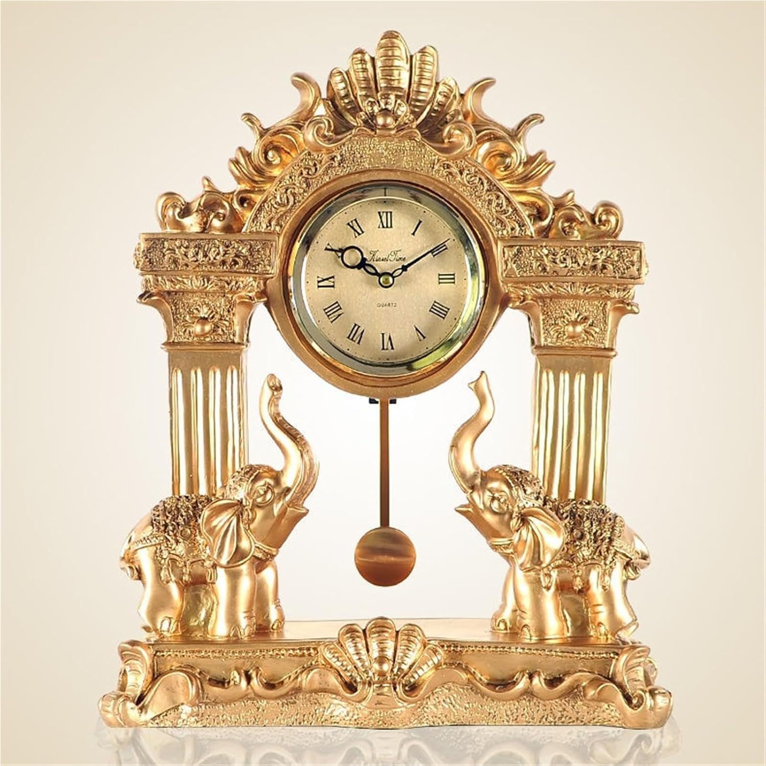 Desk Clock Table Clock Vintage Elephant Table Clock Retro Style Desktop Clock with Pendulum for Home Office Mantel Clock for Living Room