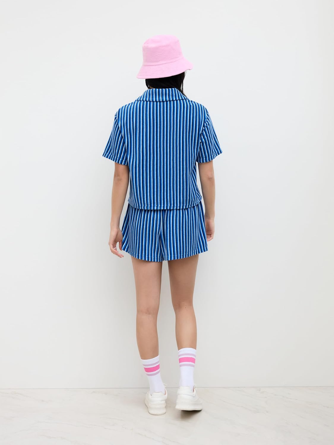 CIDER X Polly Pocket - Womens Striped Pajama Set Short Sleeve Sleepwear Lounge Set Summer
