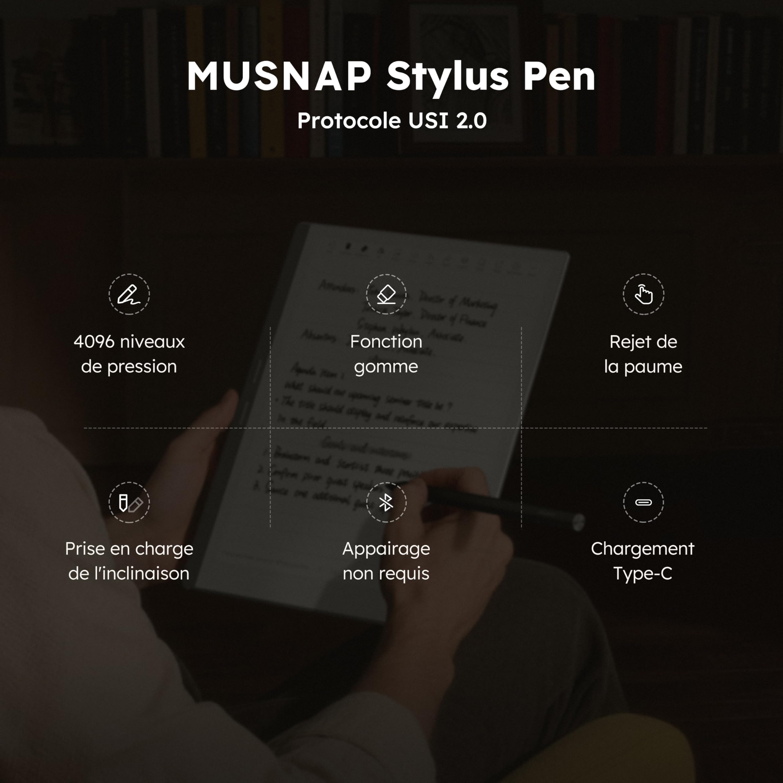 Stylet compatible avec Musnap X, Ocean C/Ocean et autres appareils électroniques prenant en charge le protocole USI