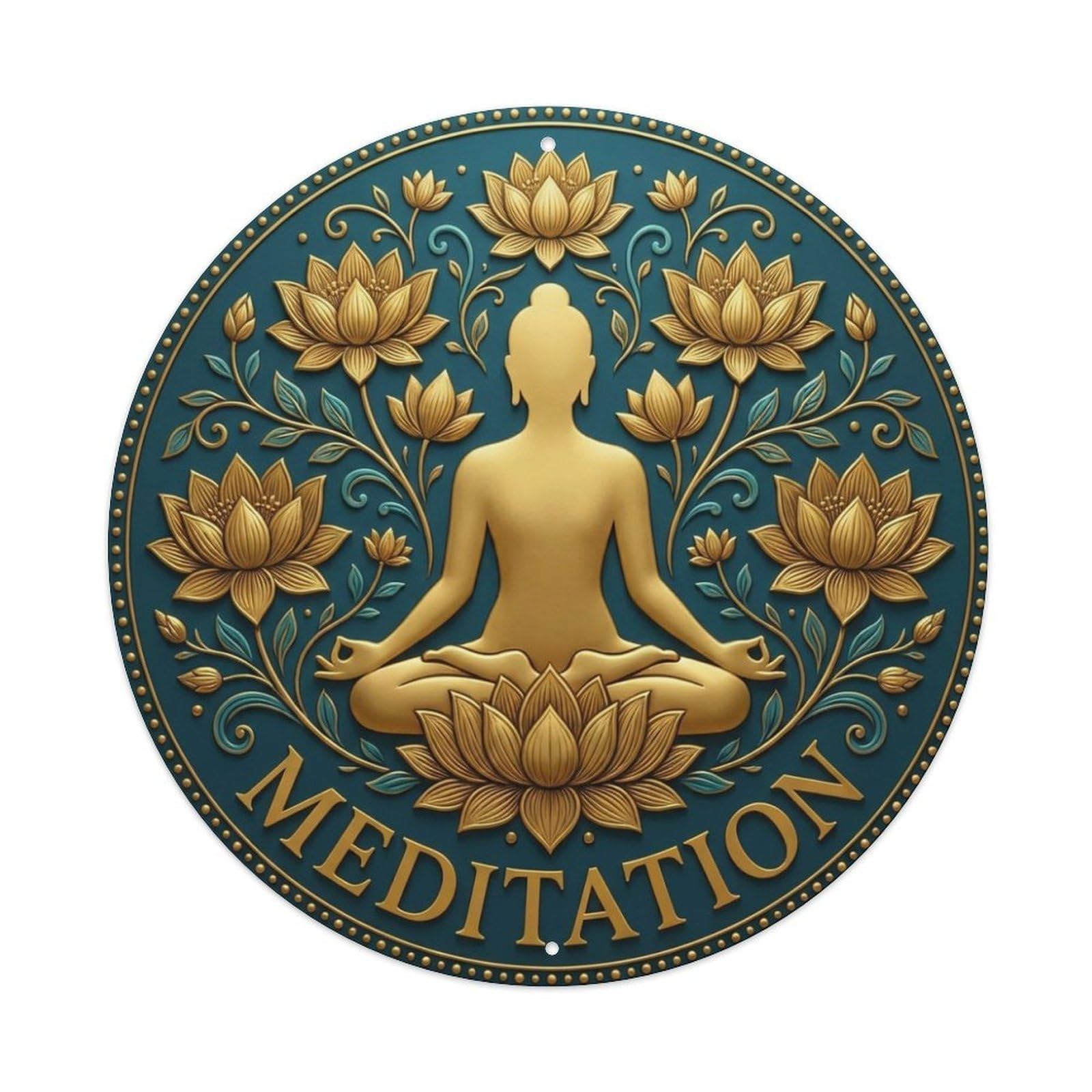 Fyrn Style Metal Tin Sign Vintage Namaste Meditation Pose Tranquil Flower Zen Yoga