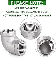 Vista 3 de TAISHER 2 piezas de acero inoxidable 304 accesorios de codo de 90 grados, tubo hembra NPT de 1 pulgada a 1 pulgada NPT hembra 304 accesorio