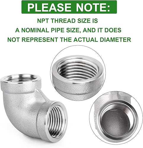 Miniatura 3 de TAISHER 2 piezas de acero inoxidable 304 accesorios de codo de 90 grados, tubo hembra NPT de 1 pulgada a 1 pulgada NPT hembra 304 accesorio de