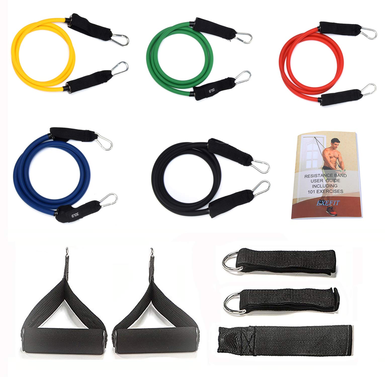 FITODO Resistance Band Strength Exercise Workouts PRO with Door Anchor/Ankle Straps/Handles/Carry Bag/Instruction Book for Total Body Exercise