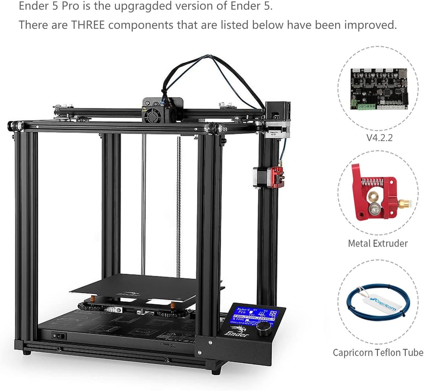 Creality Ender 5 Pro 3D Printer with Silent Motherboard Dual Y-axis PTFE Tubing 220x220x300mm Printing Size