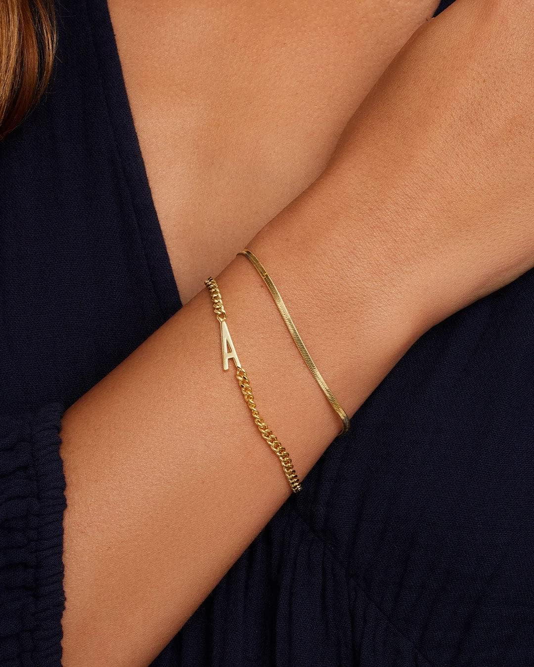 gorjana - Venice Mini Bracelet 6 1/4" to 7 1/4" - 18k Gold Plated Brass - Elegant Herringbone Chain Design - Adjustable Length - Layering with Other Jewelry - Image 4