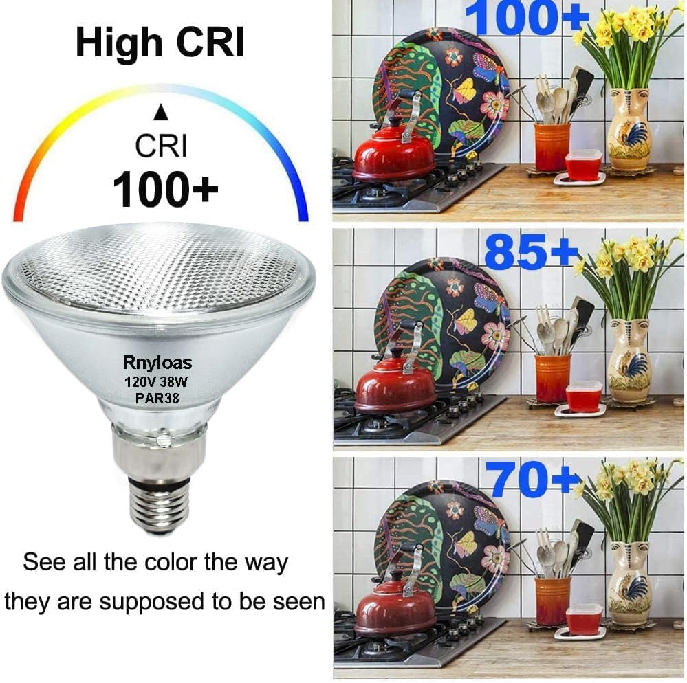 PAR38 Halogen Flood Light Bulbs Dimmable, 38W 120V Par38 Flood Lights Long Lifespan 4PCS, 2800K Warm White Par 38 Light Bulbs High Output 400LM, E26 Base Indoor Outdoor Bulb for Track Lights