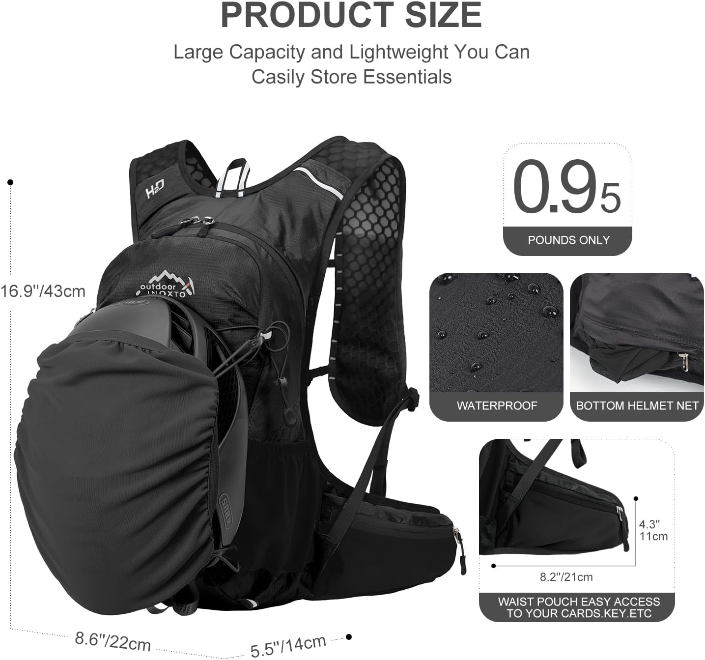 IX INOXTO Hydration Backpack, 18L Lightweight Hiking Backpack with 2L Water Bladder Daypack Women Men, Water Backpack Insulated Hydration Pack for Hiking, Running, Festival, Cycling