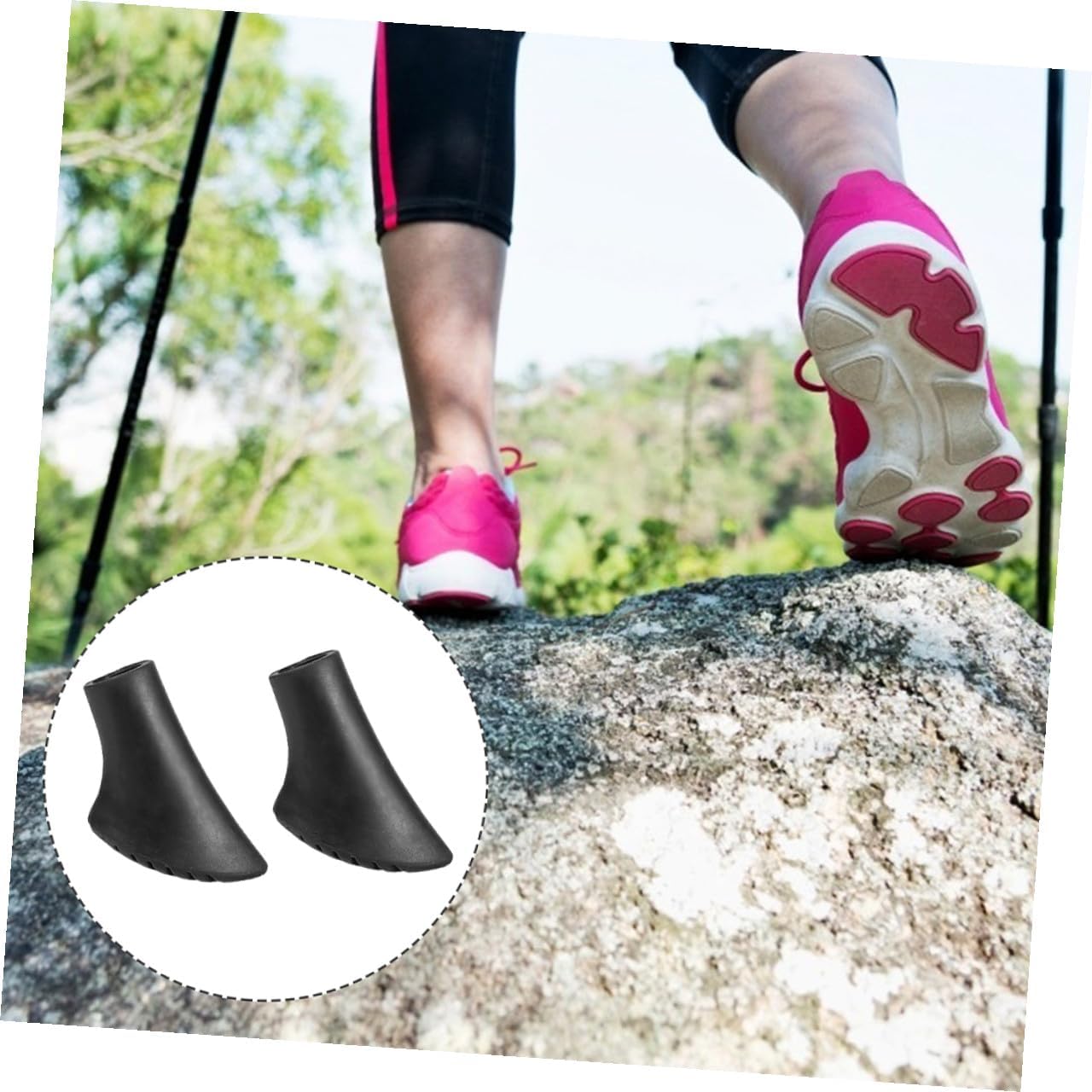 30pcs Non-Skid Cane Ends Plastic Walking Pole Tips Replacement Crutch Pads Sturdy Hiking Pole Foot Covers for Outdoor Trekking and Mobility Aid