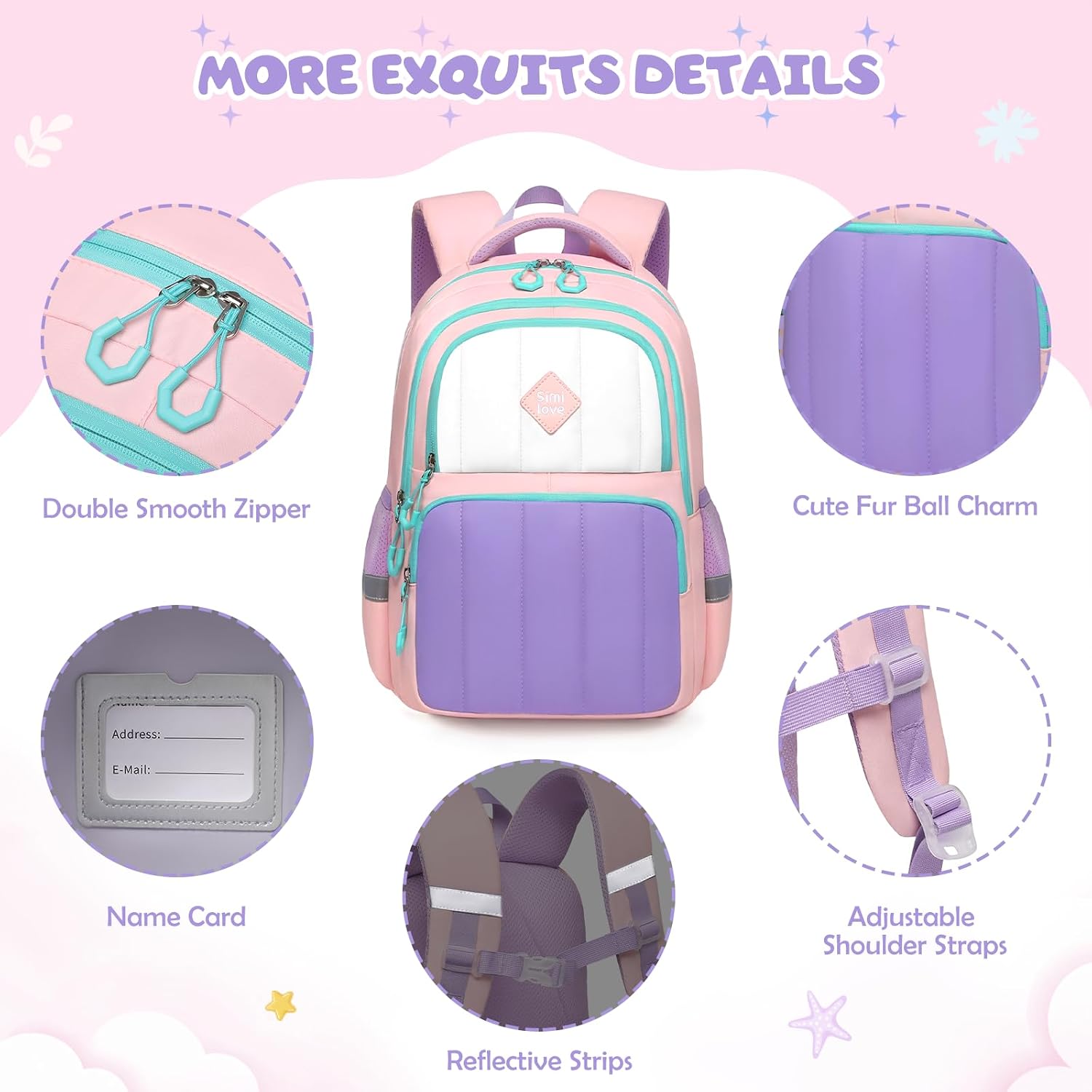 Kindergarten Backpack for Girls 5-8, 3PCS Quilted Backpacks Set