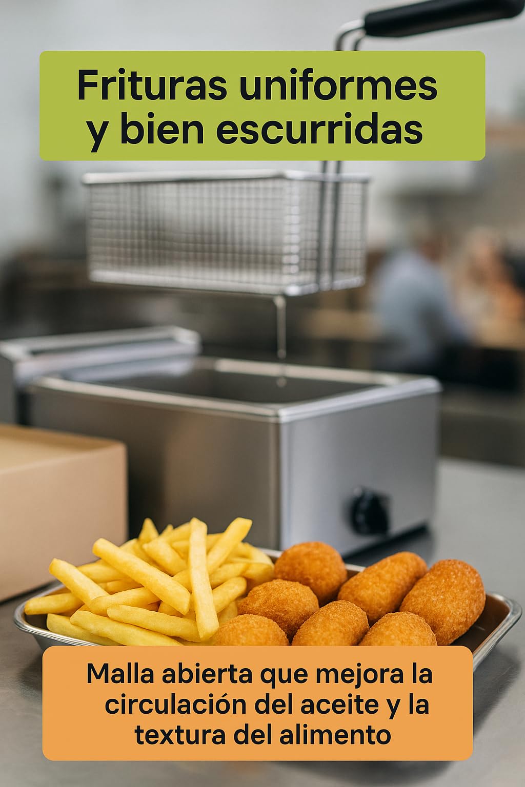CubetasGastronorm ® Cesta Freidora 200x305x100mm Acero Cromado Profesional Repuesto Hosteleria Compatible Con Lotus FQ F13 FG FMG Gas Electrica Cocina Industrial Uso Intensivo Repara Casa Maquina