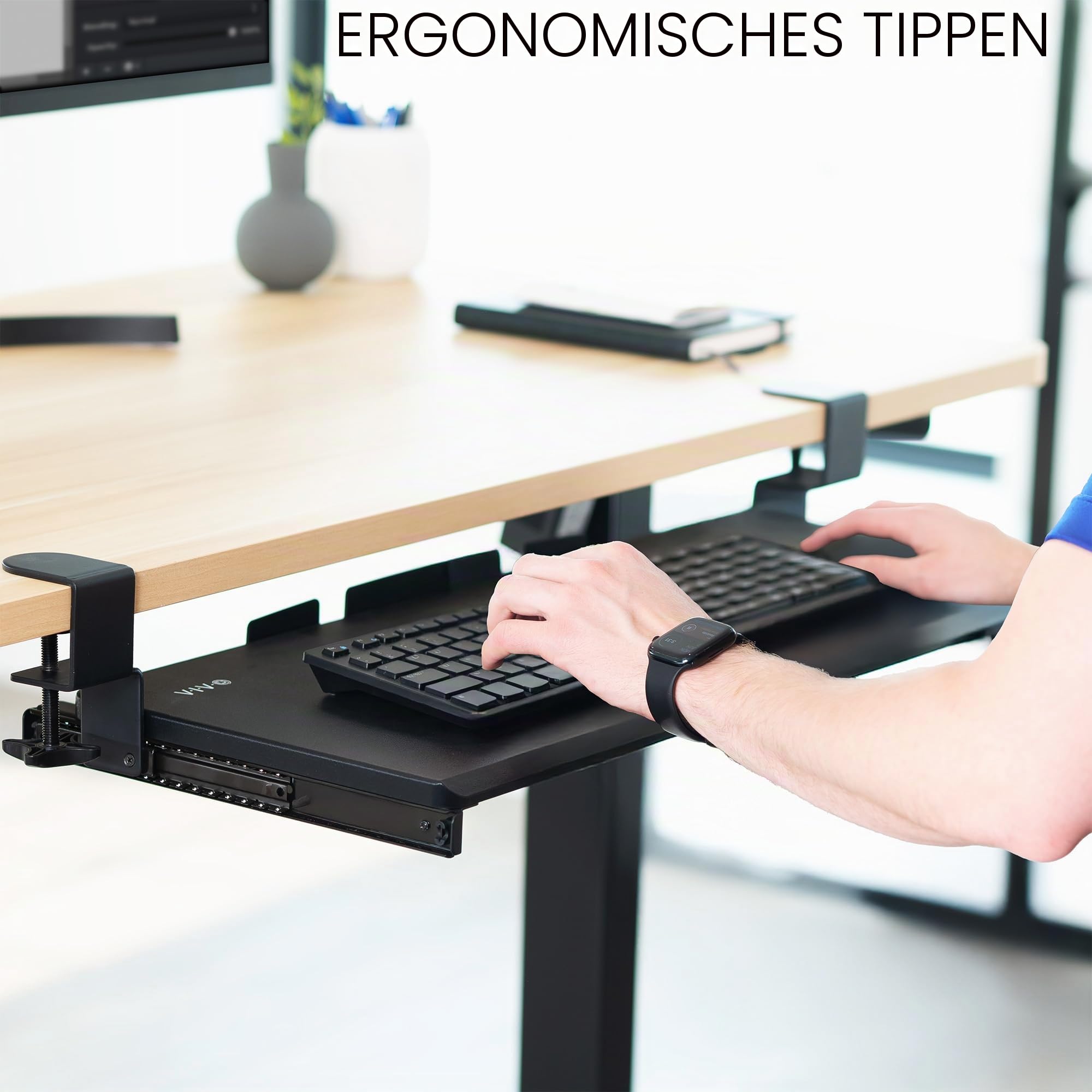 VIVO Große Klemmbare Computer Tastatur- und Mausablage zur Montage unter dem Schreibtisch, 69cm x 28cm Ausziehbare Plattform Schublade, Schwarz, MOUNT-KB05E