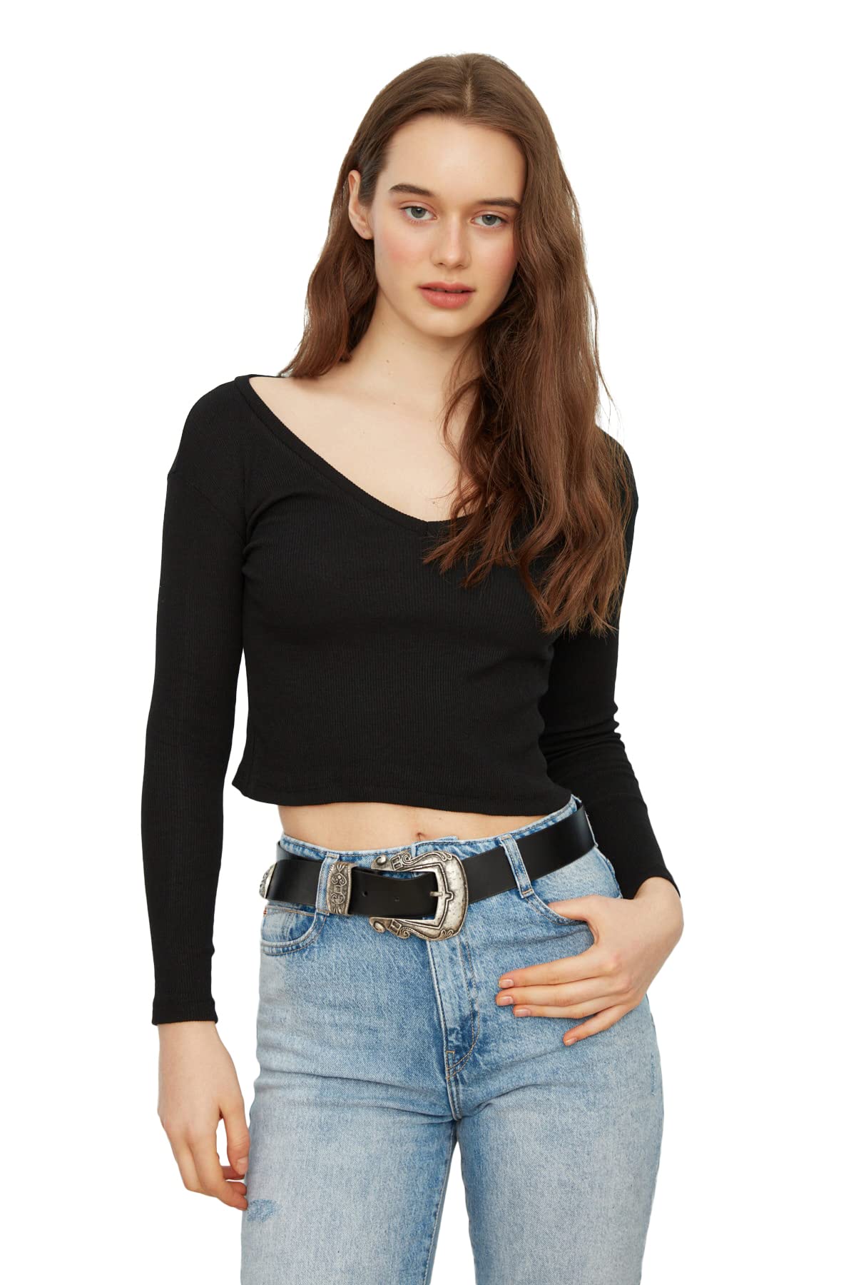 Trendyol Women Slim fit Basic Crew Neck Knitted Blouse
