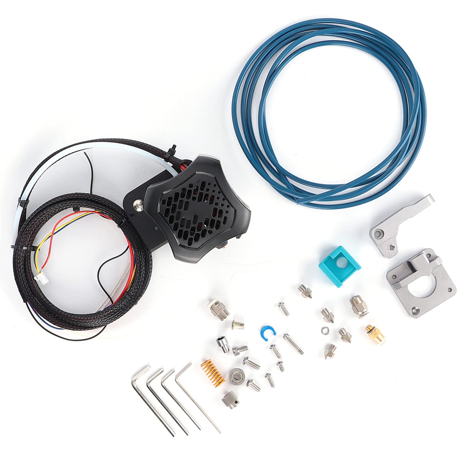 Ejoyous Kit Completo de Extrusora Ensamblada, Boquilla Extrusora de Latón de Aleación de Aluminio de 0,4 Mm CC 24 V con Kit de Tubo de PTFE, Enfriamiento de Calefacción Estable, para Usuarios de