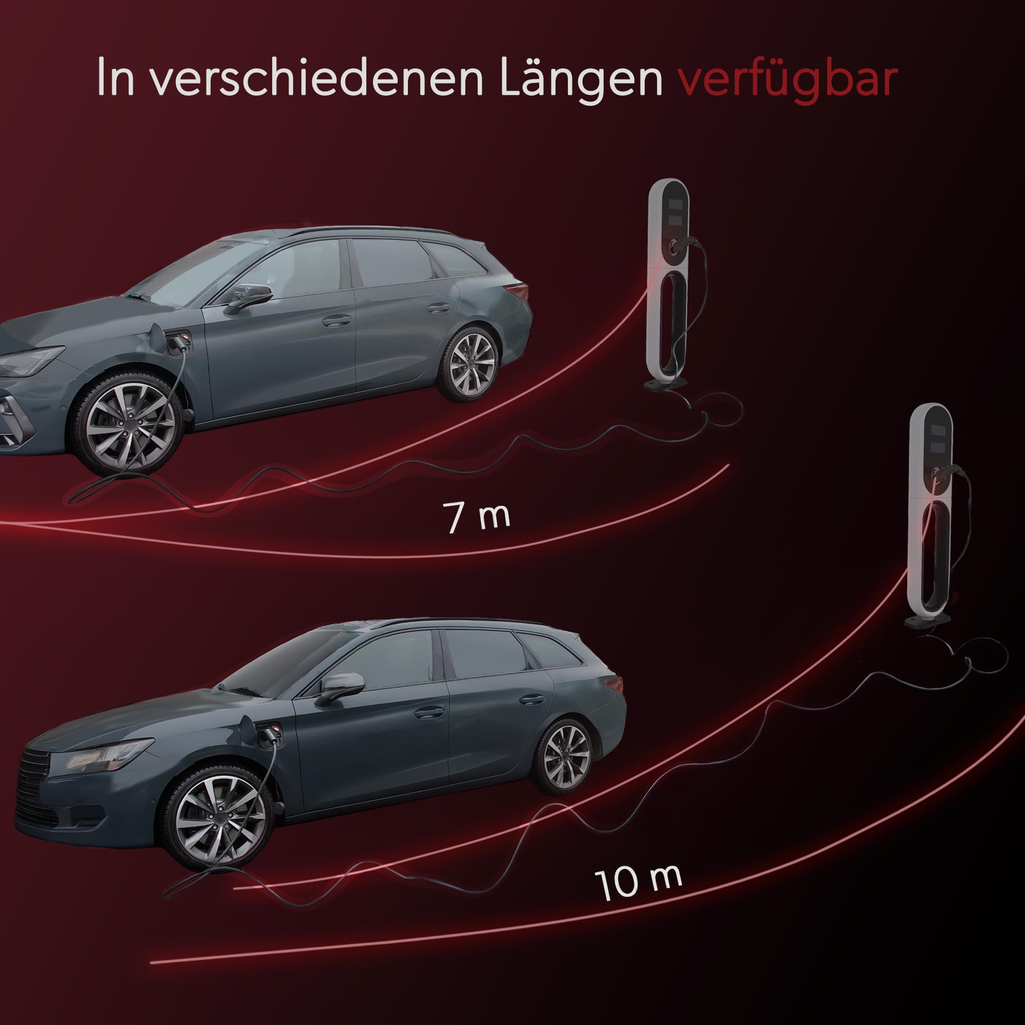 siwitec Typ 2 Ladekabel 22 kW, 7 Meter, 32 A, Mode 3, Ladekabel Elektroauto Typ 2, 3-Phasig, Typ 2 EV Ladekabel E-Auto, IP44, Ladekabel für alle Typ 2 Elektrofahrzeuge