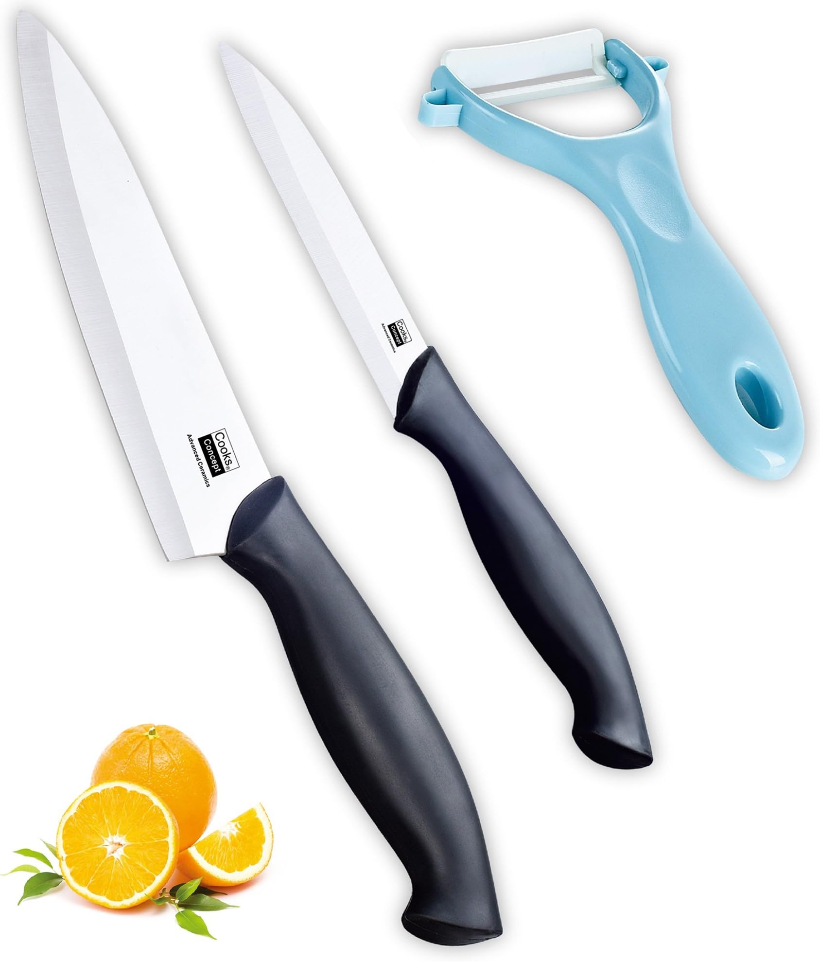 Cooks Concept 3-Piece Ceramic Santoku Paring and Peeler Set