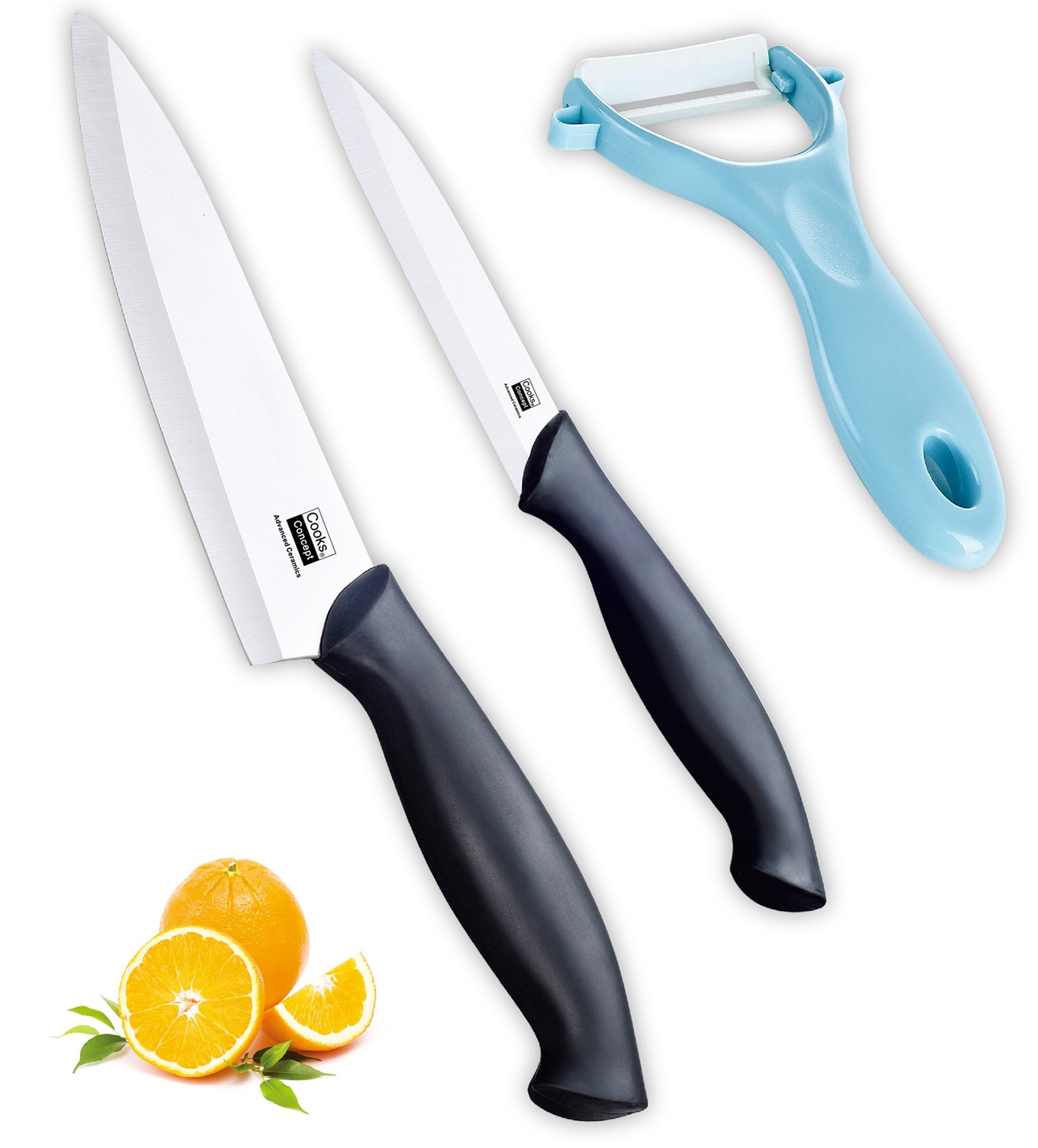 Cooks Concept 3-Piece Ceramic Santoku Paring and Peeler Set