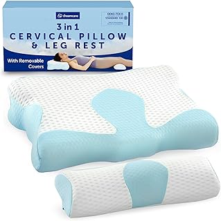 3-in-1 Cervical Neck Pillow with Leg Rest & Lumbar Support - Super Ergonomic Pillow Memory Foam Pillows - Side Sleeper Pillow Cervical Pillow Pillows for Side Sleepers Memory Foam Pillow Bamboo Cover