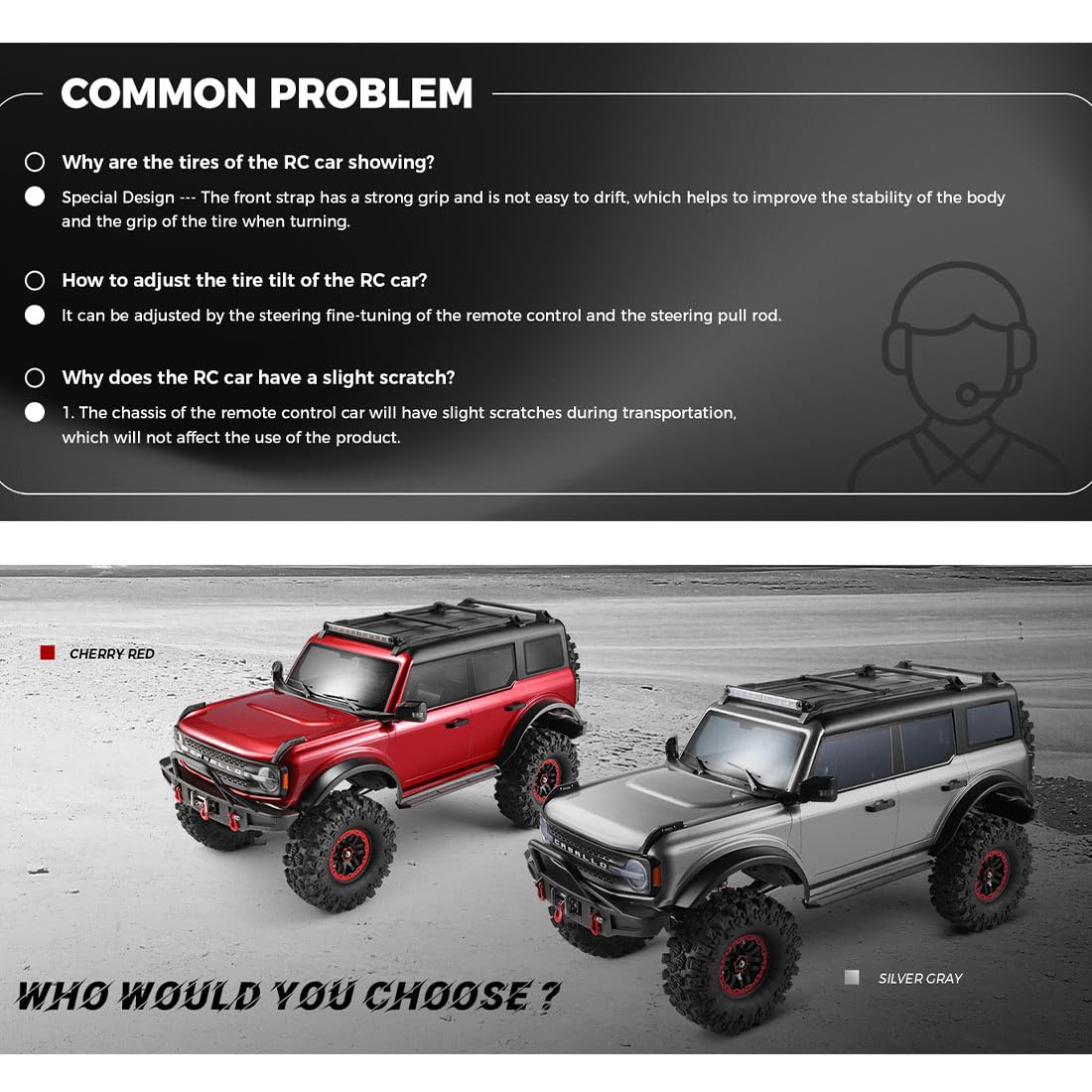 Samochód terenowy 1/10 4WD RC, 2,4 G zdalnie sterowany samochód gąsienicowy ze światłami LED, metalowy mechanizm różnicowy i silnik o wysokim momencie obrotowym, zdalnie sterowana ciężarówka