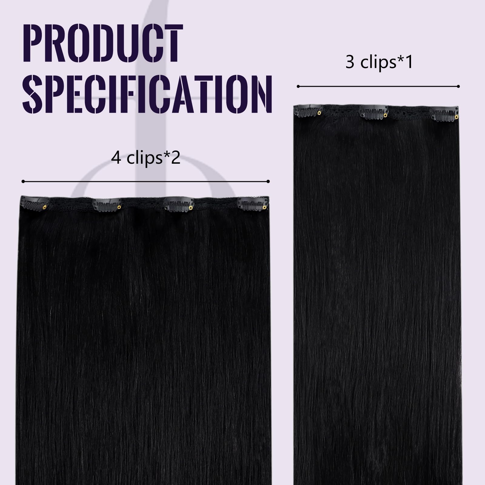 Fshine Extension Capelli Veri Clip 30cm 50g 3pcs Extension Capelli Soave Colore 1 Capelli Umani Comodo Extension Capelli Veri