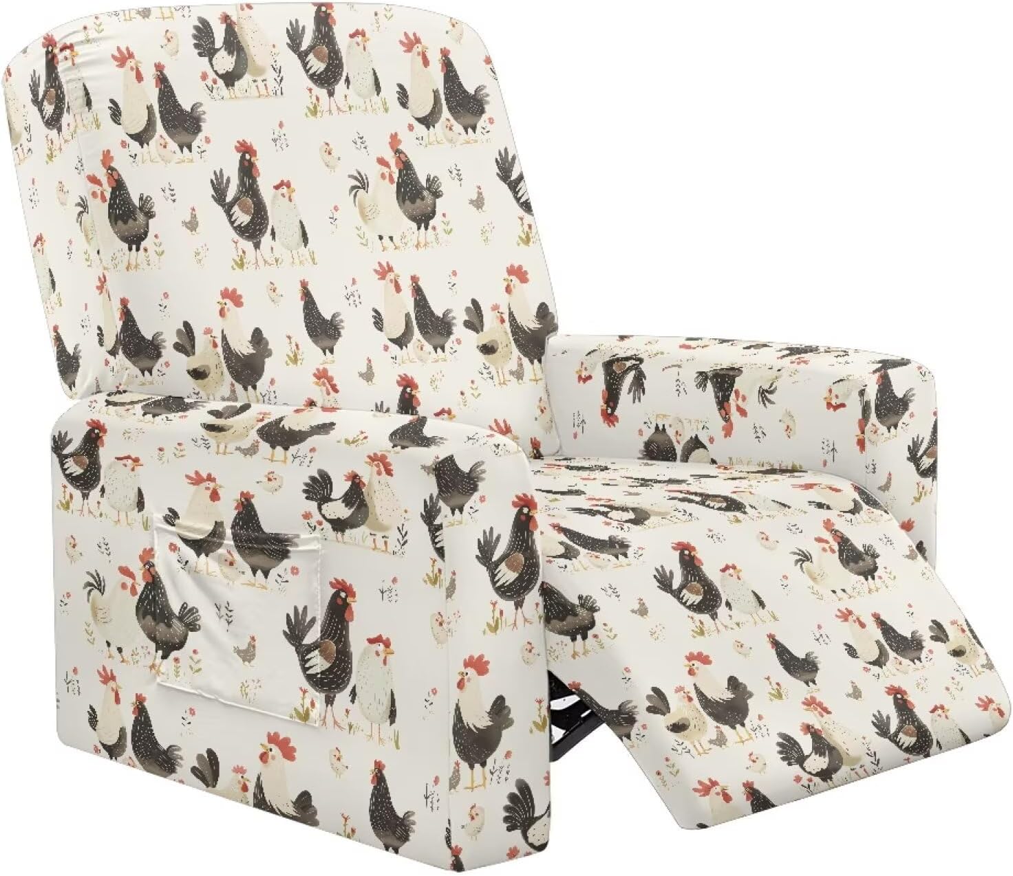 Talayituse Butterfly Cherry Blossom Print Recliner Cover with Pockets 4-Pieces Reclining Slipcover Lazy Boy Recliner Armchair Cover with Elastic Bottom for Recliner Furniture Protector for Kid Pet