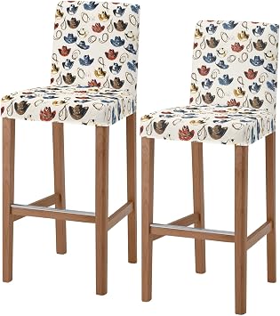 Blue Red Yellow Bar Stool Chair Covers Set of 2 with Back, Stretch Barstool Slipcovers Washable, Watercolor Western Cowboy Pub Counter Height/Swivel/Cafe/Dining Room Chairs Seat Furniture Cover