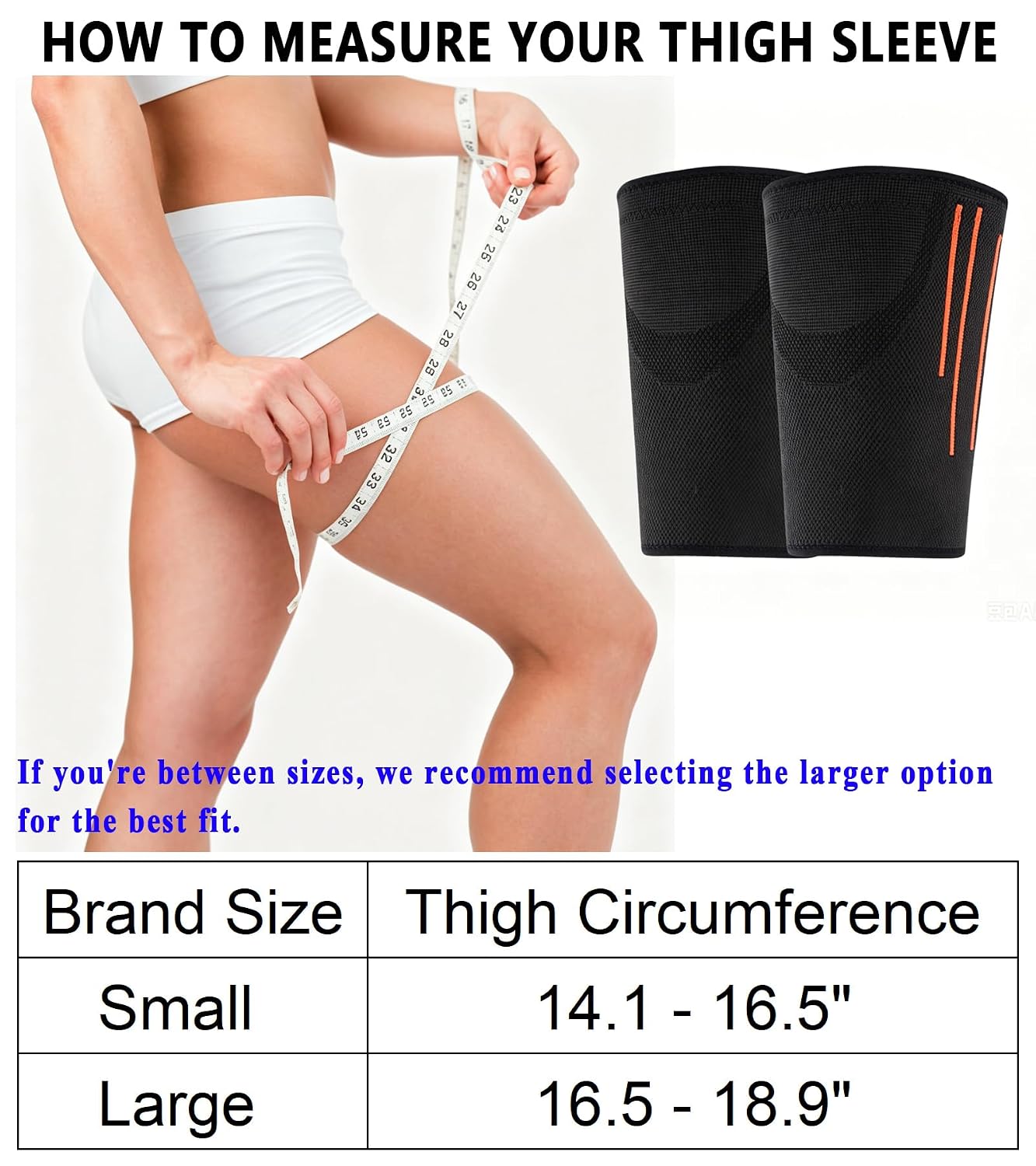 2Pcs Thigh Compression Sleeve for Men and Women, Hamstring Compression Sleeve for Sciatica Pain Relief, Leg Injury, Quad & Groin Support (Gray, Large)