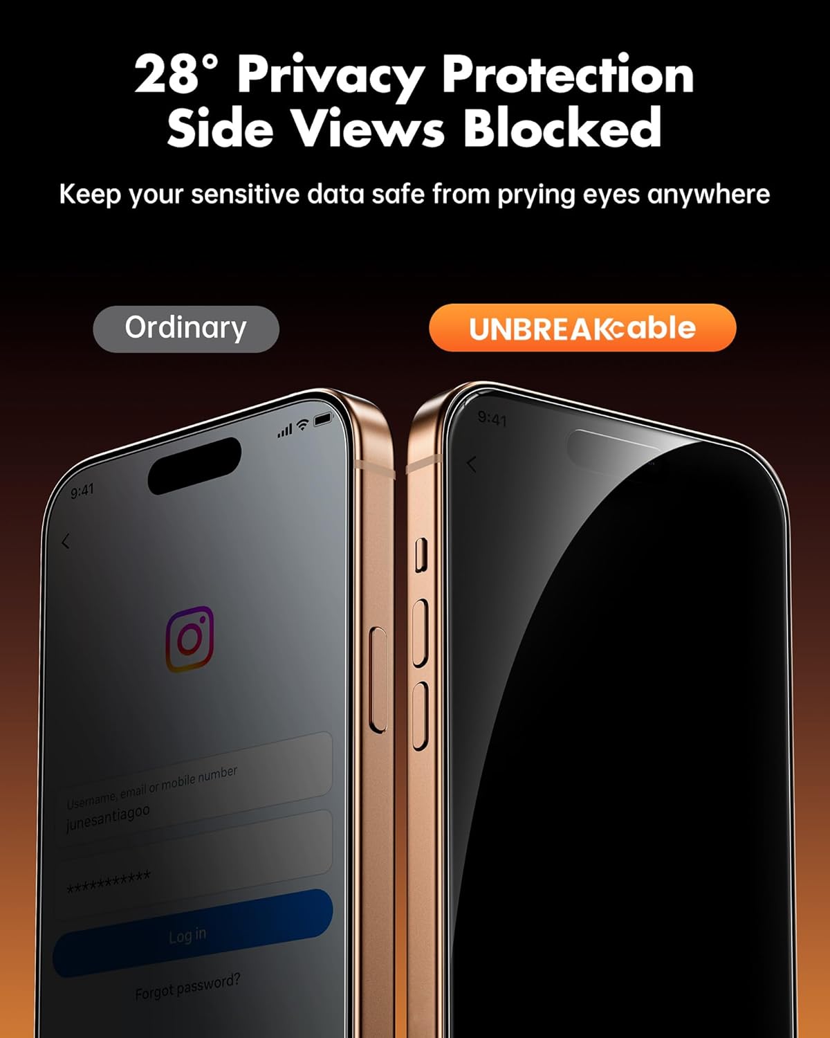 UNBREAKcable 4PCS Screen Protector for iPhone 16 Pro Max - 2 Privacy Tempered Glass+2 Clear Glass Double Shatterproof [Installation Frame] [9H Hardness] [Case Friendly] Anti-Scratch iPhone 6.9 inch