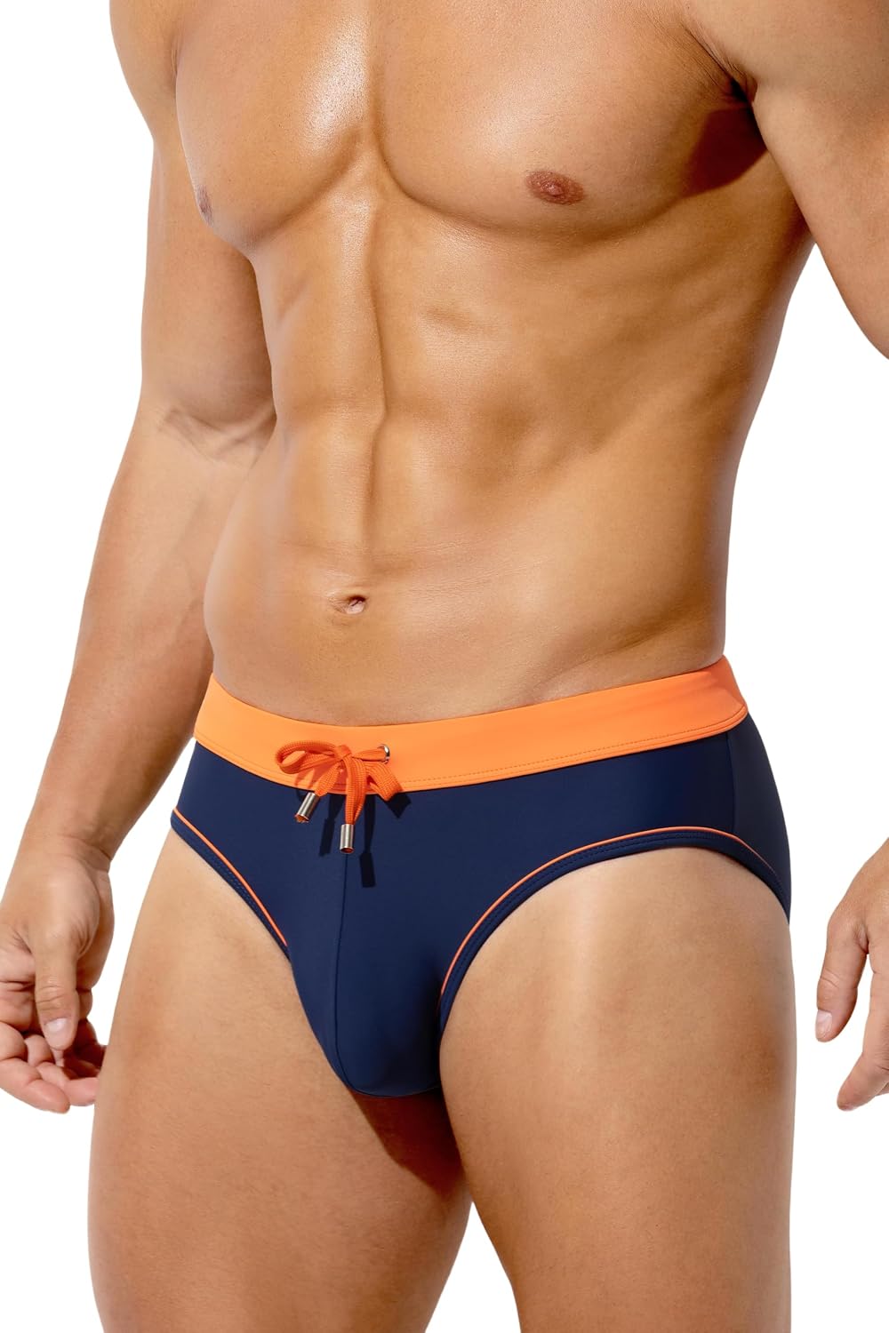 Arjen Kroos Men's Low-Rise Swim Briefs, Sport Drawstring Swimwear Trunks, Quick-Dry Bikini Underwear Swimsuit