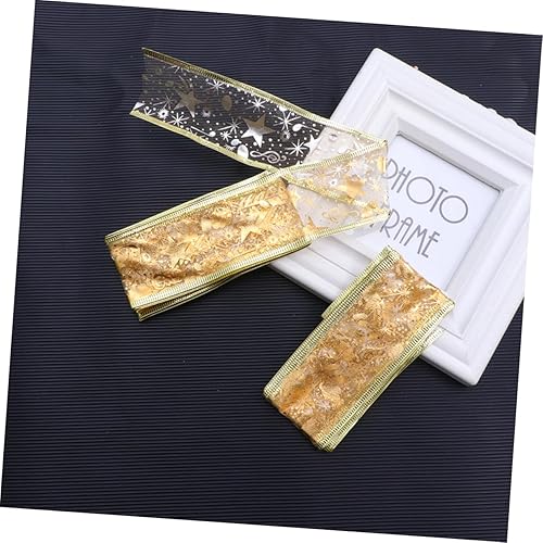 Miniatura 6 de NOLITOY 12 Rolls 2 Christmas Ribbon Holiday Ribbon for Bows Christmas Grosgrain Ribbon Christmas Wrapping Ribbon Gift Bag Gold Trim Gold Decor